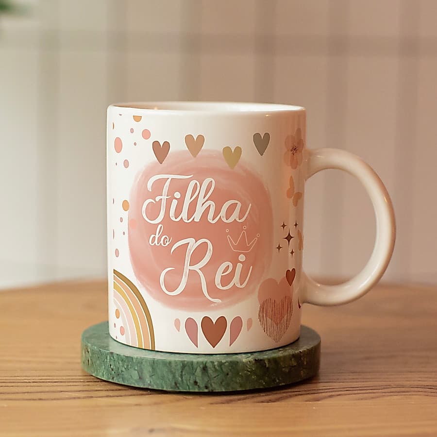 caneca personalizada filha do rei/estilo boho/ caneca evangélica com nome/gospel//caneca 325 ml