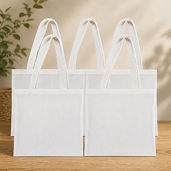 05 Sacolas Ecológicas 30x30 (ecobag) 100% Algodão Cru Lisa