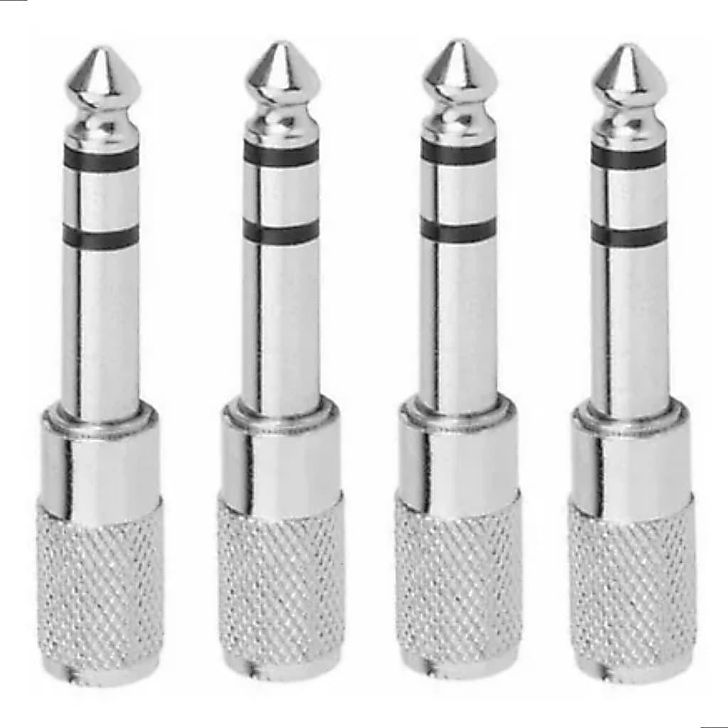 Kit 4 Plug Adaptador P2 Femea X P10 Macho Stereo Metal