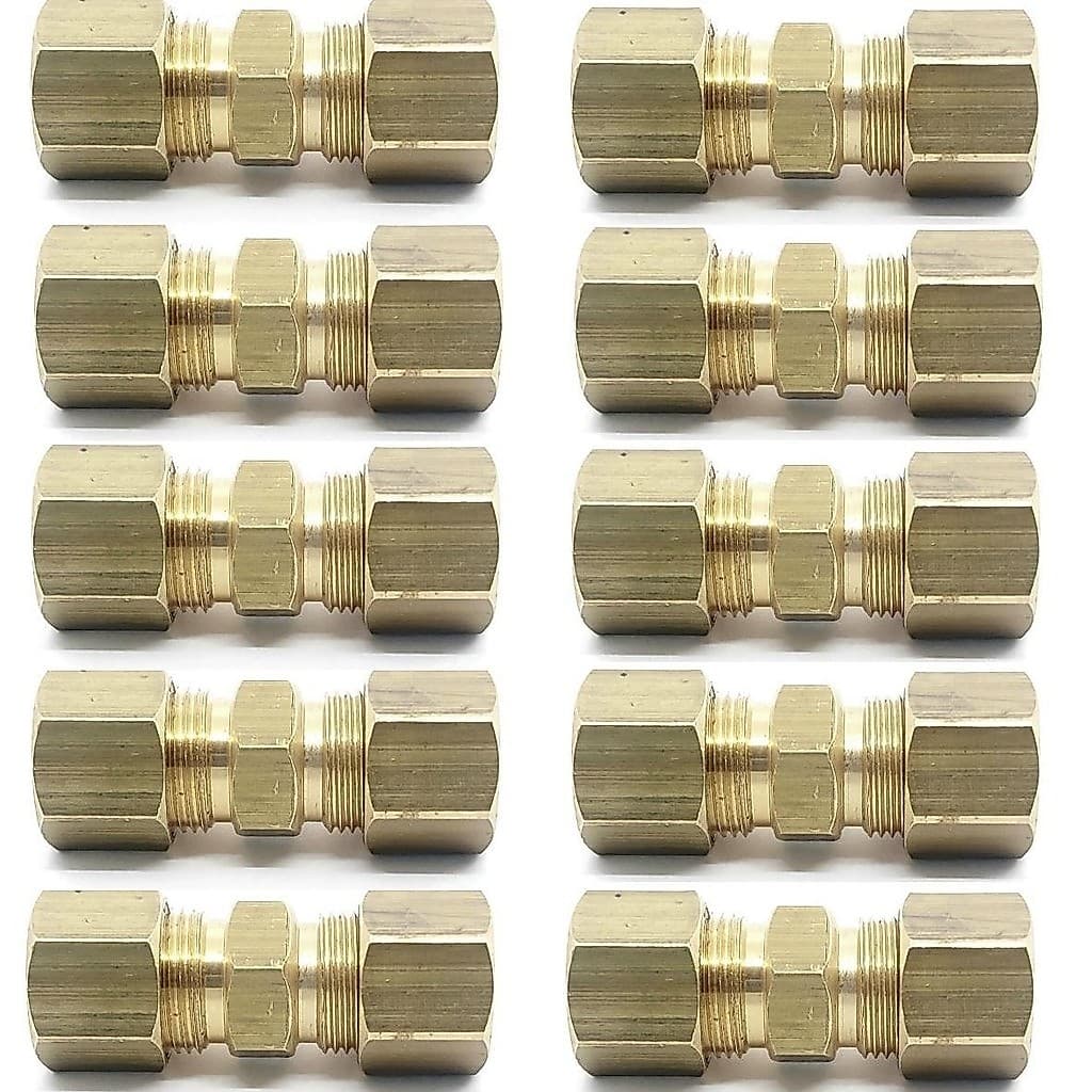KIT 10 UNIÃO COMPRESSÃO PORCA ANILHA 1/4A X 1/4A TUBO COBRE