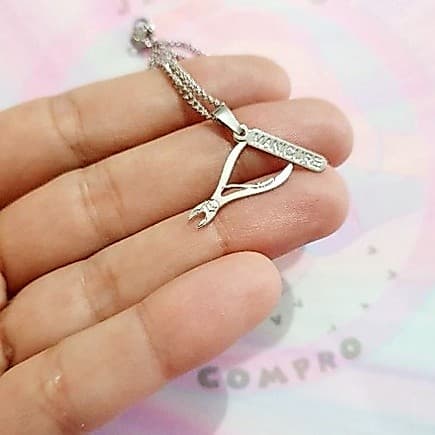 Colar Manicure aço inox cirúrgico gargantilha corrente feminina pingente formatura profissional profissão