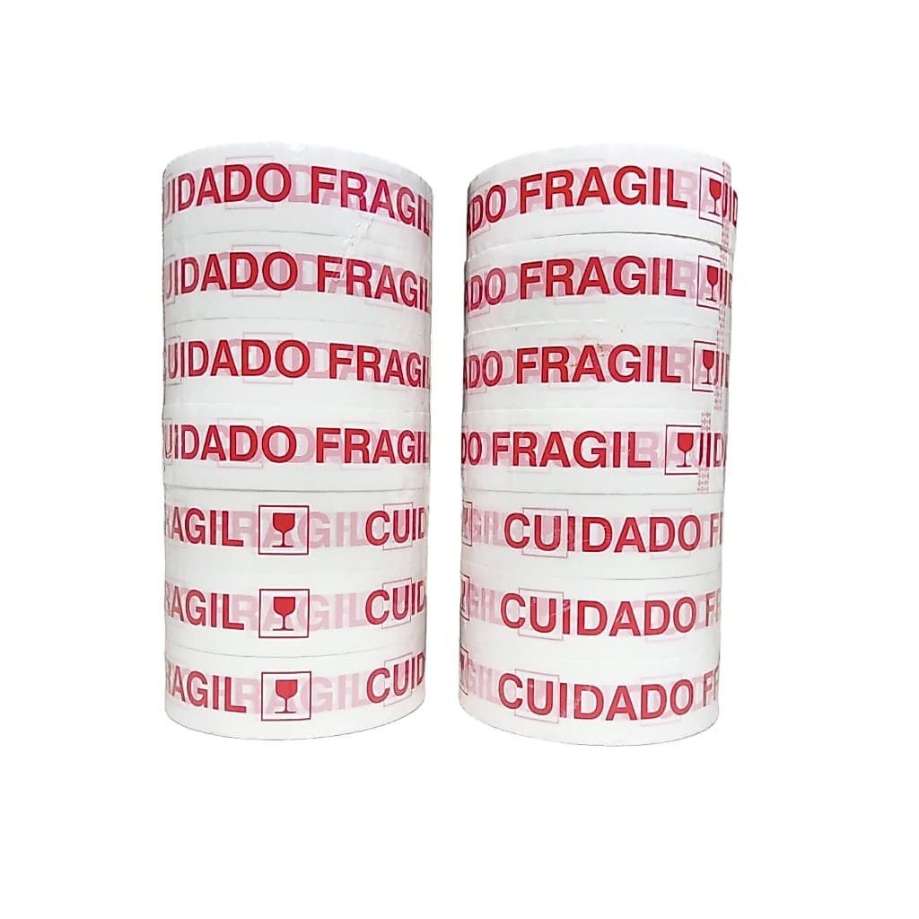 Kit 10 Fitas Adesivas Durex Larga 500m Cuidado Frágil Grande Embalar Caixas e Encomendas