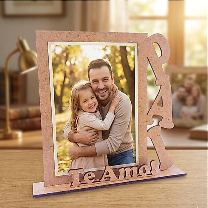 Kit Porta Retrato Dia Dos Pais MDF Cru 'Te Amo' Lembrancinha