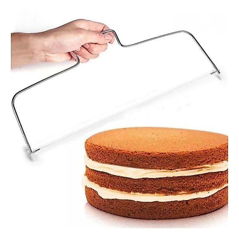 Cortador de Bolo Fatiador Nivelador De Bolos Fio Duplo Ajustável Em Inox 30cm Largura
