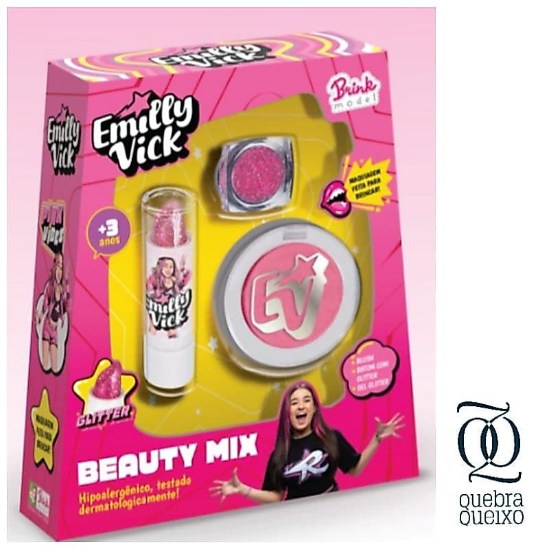 Maquiagem Infantil Emilly Vick Beauty Mix  dos Rosas Original Brink Model Hipoalergênico testado dermatologicamente.