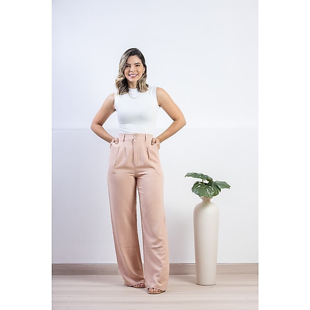 CALÇA PANTALONA  FEMININA EM LINHO L- 101