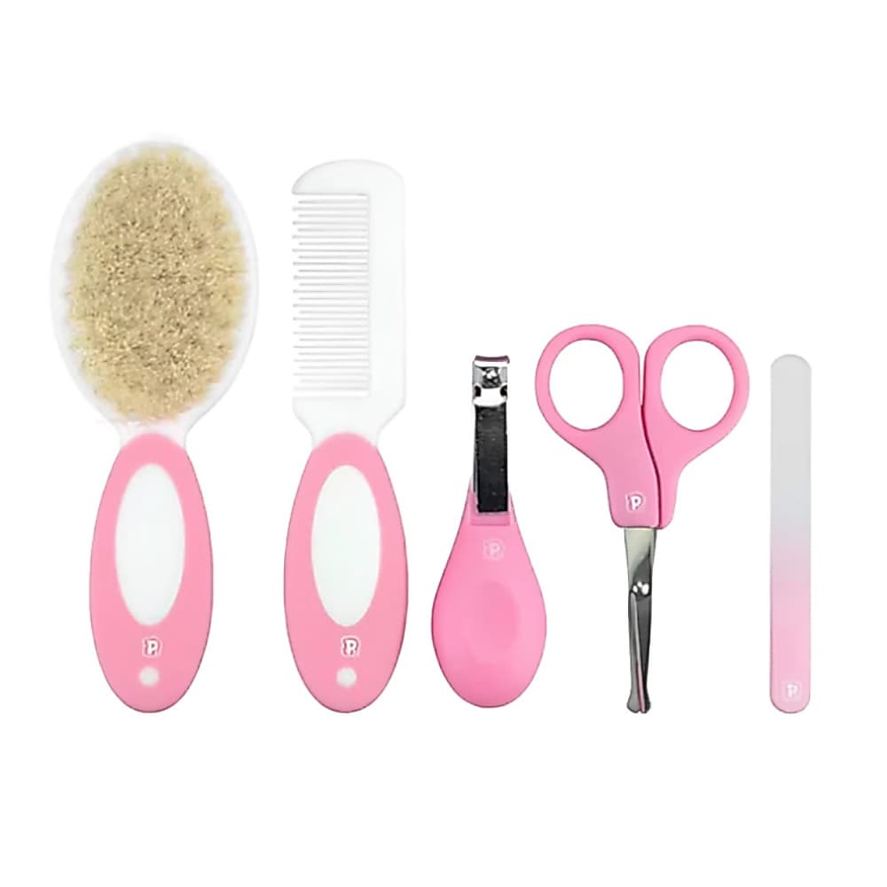 Kit Higiene Cuidados Para Bebê Com 5 Peças Cerdas Naturais