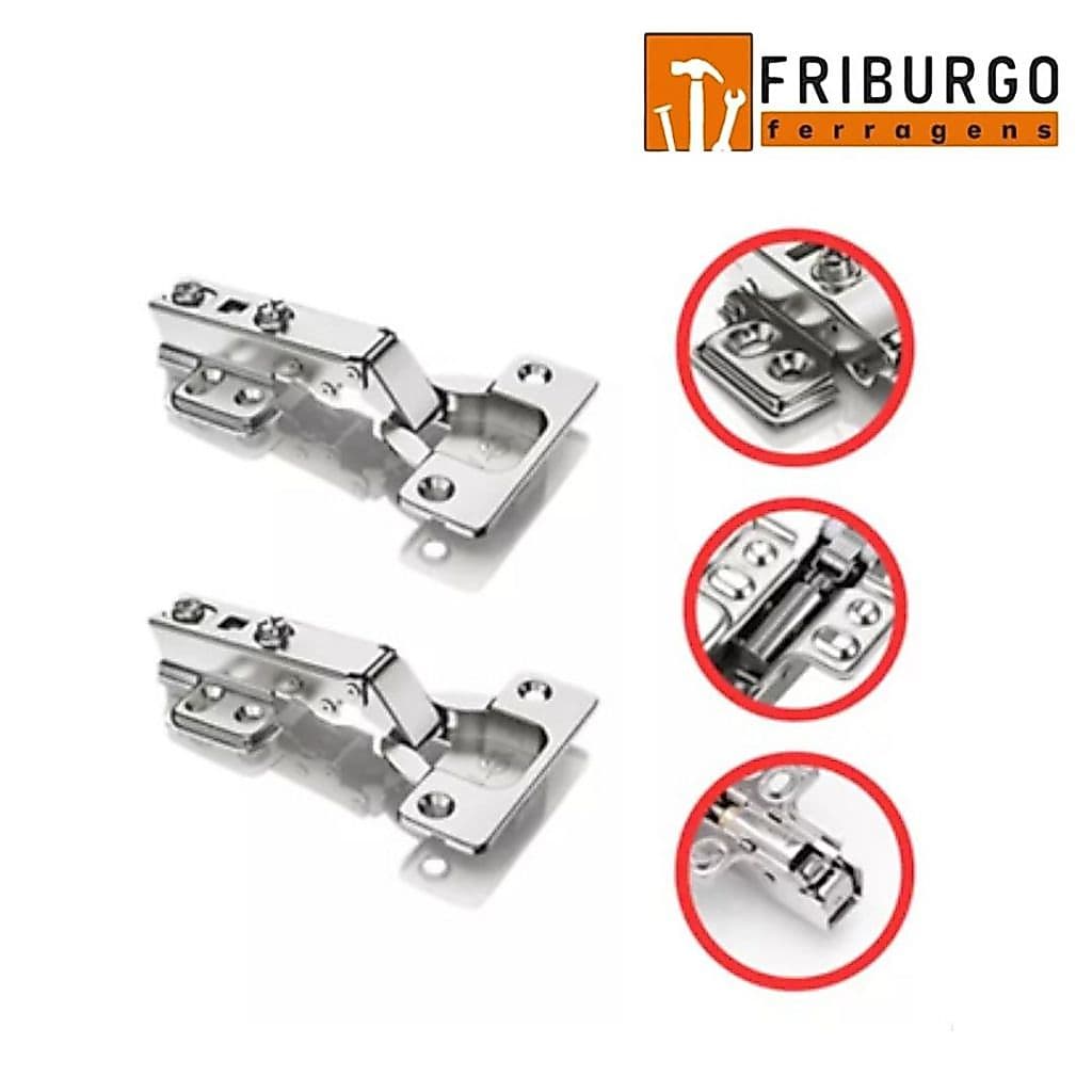 Kit com 4 UND Dobradiça Click Pistão Reta ou Curva