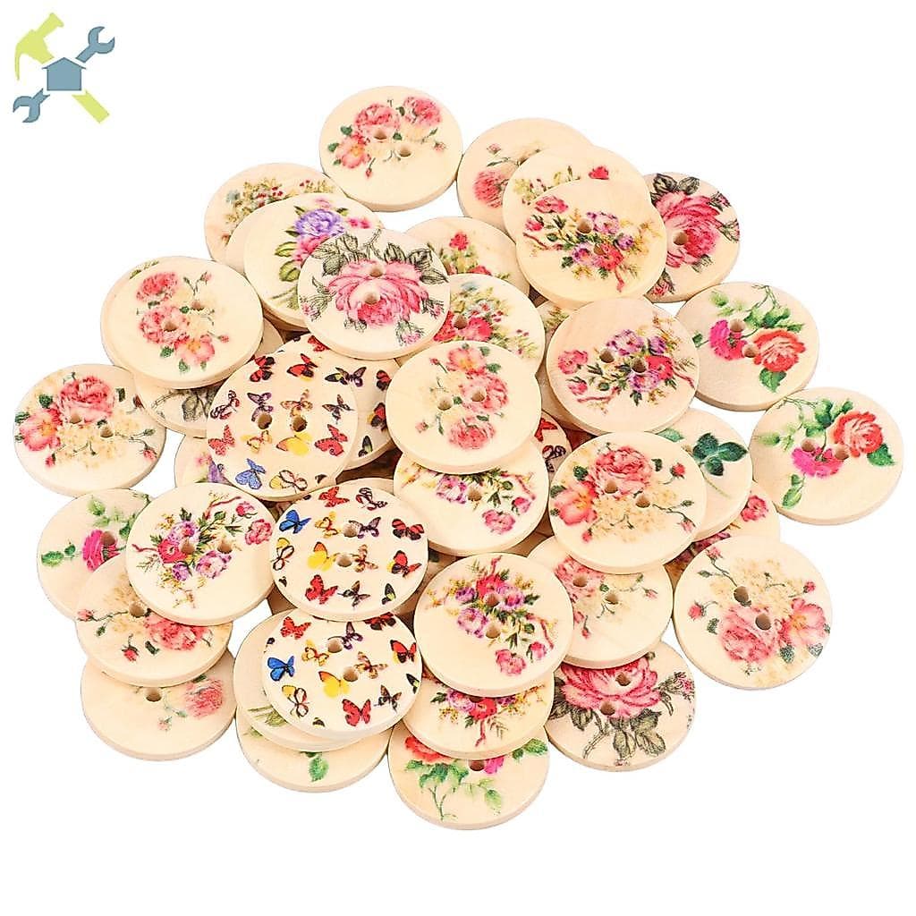 50 Pçs Botão Retro 0.78 Polegada Flores Redondas Botões De Costura Para Camisola Cachecol DIY Artesanato Scrapbooking SH