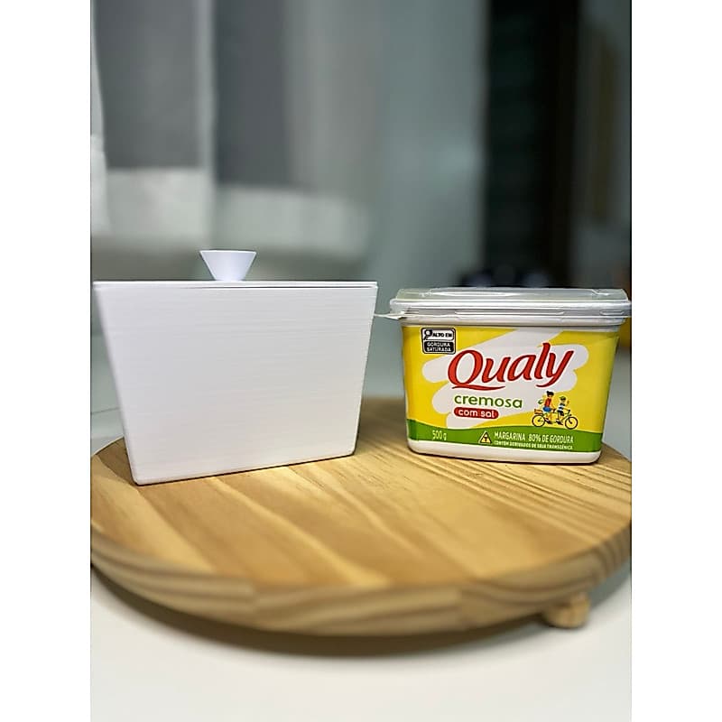Porta Margarina 500g Qualy com Tampa | Manteigueira Premium Elegante para Mesa e Geladeira | Organizador Moderno Cozinha