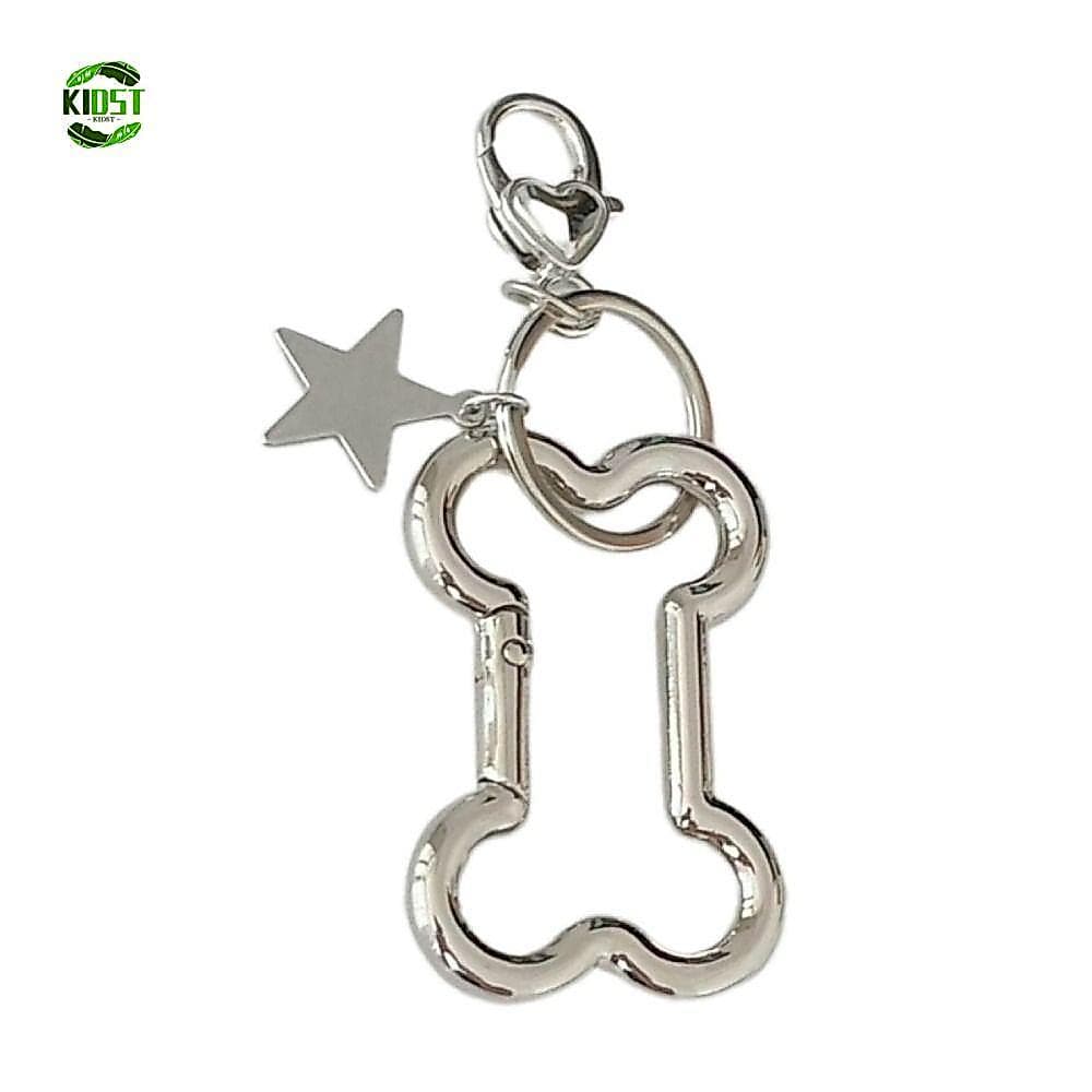 Pingente De Bolsa Estrela KIDST , Chaveiro De Osso De Gancho De Pressão Com Gótico Retrô De Metal Prateado Em Formato