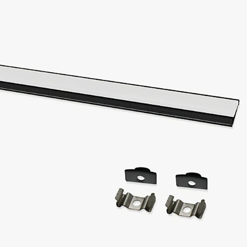 Perfil de Alumínio 3010 Sobrepor 1m Preto para Fita LED