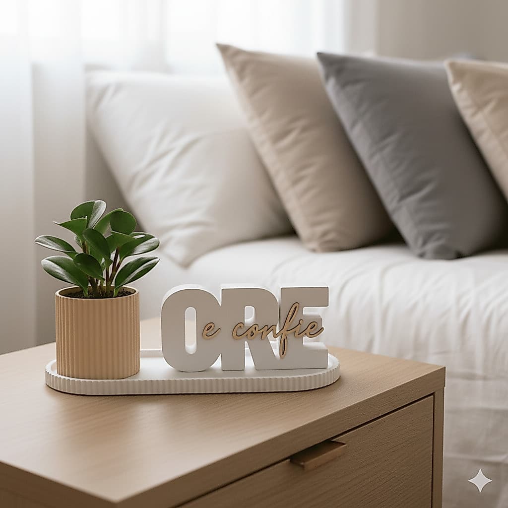 kit de Decoração “Ore e Confie” Bandeja e Vaso - Design Moderno e Elegância para seu lar
