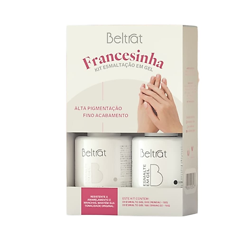 Beltrat Kit Francesinha Esmalte Em Gel 001 + 166 Branco E Renda 10ml Cada