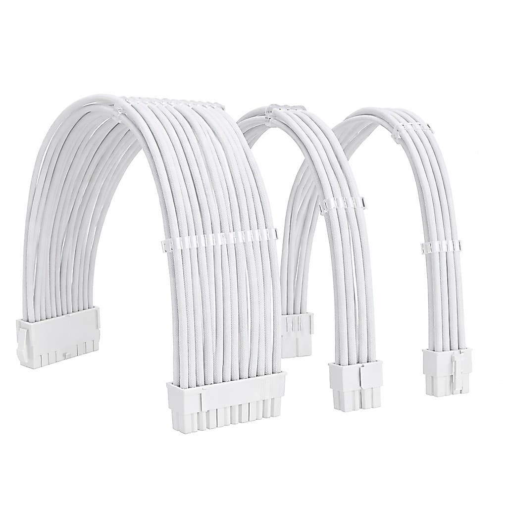 Kit Cabo Extensor Sleeved Pc Gamer Atx Cpu E Pcie Branco