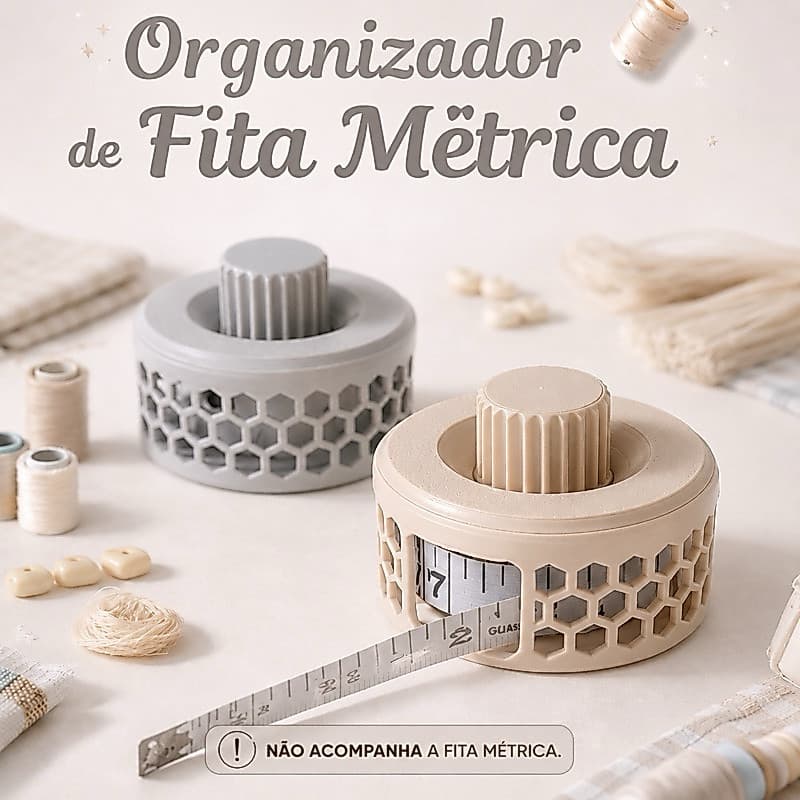 Organizador de Fita Métrica Premium Retrátil | Porta Fita para Costura e Alfaiataria | Compacto e Elegante