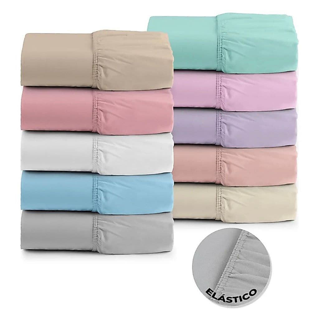 Lençol Com Elástico Casal Box 2,00m x 1,80m Toque De Algodão Macio Percal Soft Premium Várias Cores