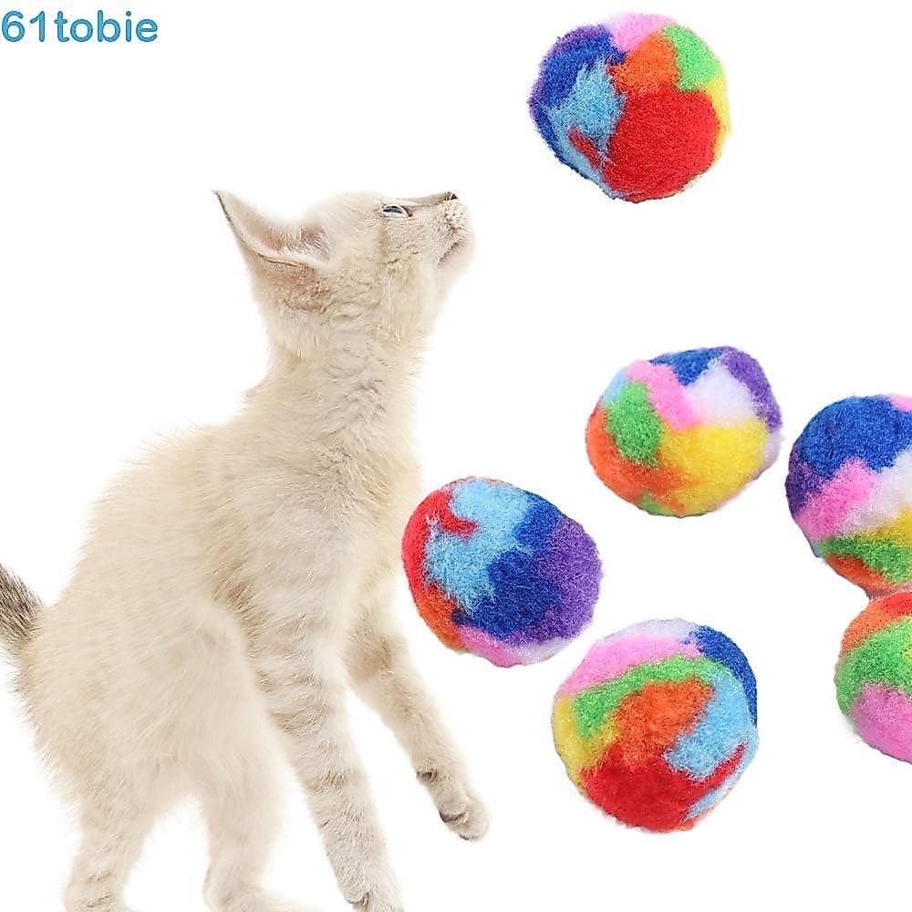 TOBIE 5 Pçs/set Bola De Brinquedos De Gato De Pelúcia , Mudo De Treinamento Macio De Teaser Resistente À Mordida Colorid
