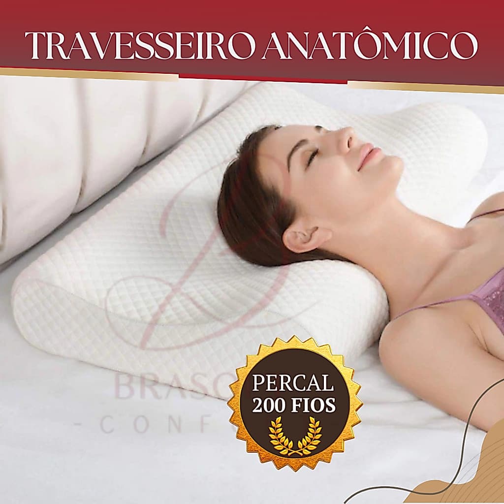 Travesseiro Anatômico Ortopédico  | Capa TNT / Cetim / Percal 200 Fios | Anti-dor, Antiácaro