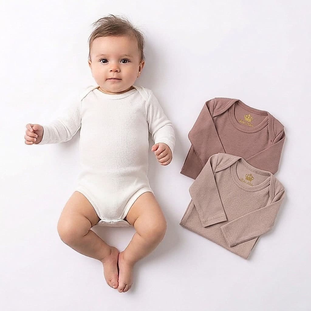 Kit 3 Bodys Infantil Bebê 100% Algodão Inverno Menina Menino Unissex Manga Longa Super Macio e Leve Enxoval Maternidade