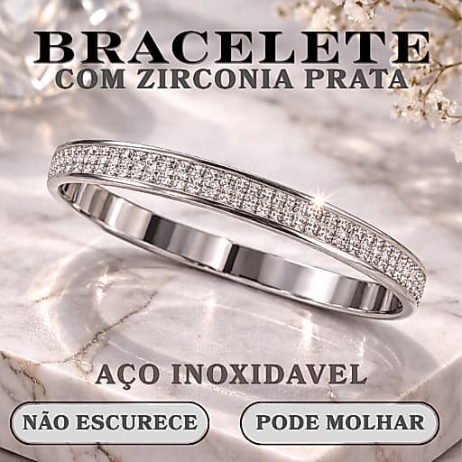 Bracelete Prata Aço Inoxidavel  316L Trabalhada em Zirconia Inpiração Grife | Não Escurece