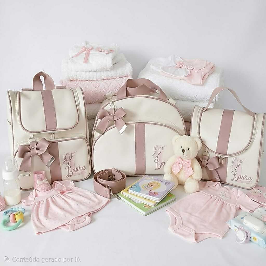 Kit Bolsas Maternidade 3 Peças / Mala G, Mochila 2 em 1 e Frasqueira (Personalização Grátis)