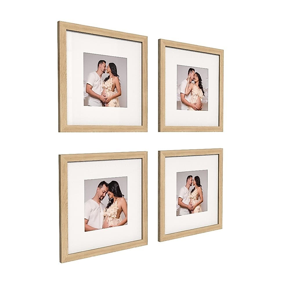 Kit 4 Quadros Porta Retrato Decorativo 40x40cm Sala Foto 20x20cm Vidro Acrílico