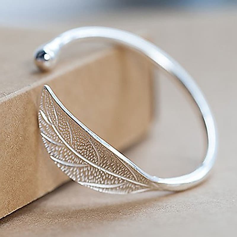 Pulseira de Prata Esterlina 925 para Mulheres com Folha Aberta I39F