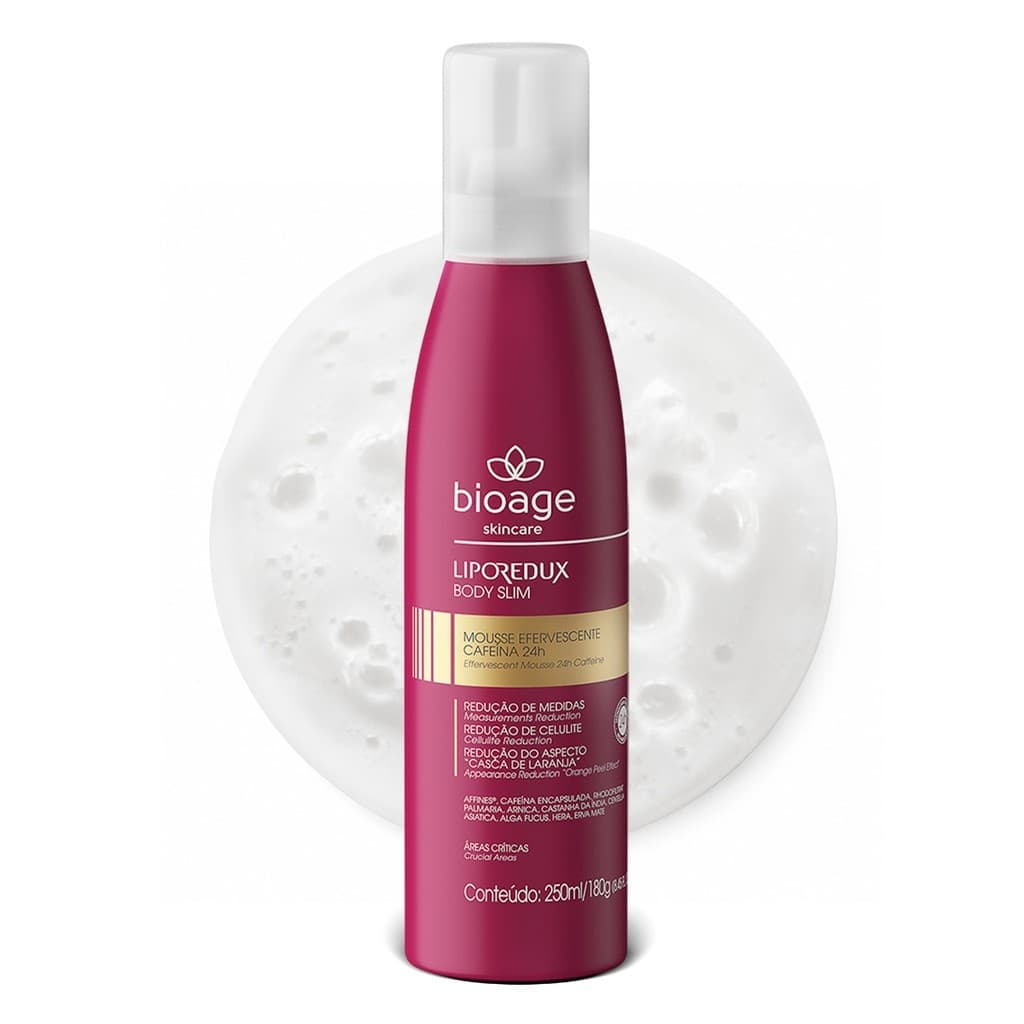 Mousse Efervescente Corporal Bioage Lipo Redux Body Slim 250ml - Cafeína 24h Produtos Estéticos Corporais