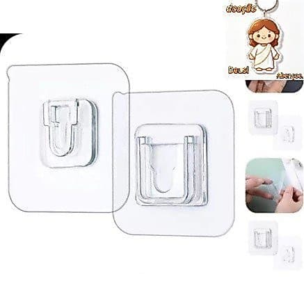 10 Peças/5 Pares Gancho Adesivo Macho Fêmea Dupla Face Transparente Sem Furos Pregos Multiuso