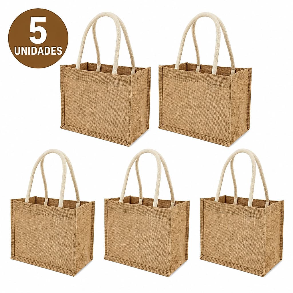 Sacola de Juta Natural com Alças Bolsa Personalizável para DIY Pintura Bordado Lembrancinhas Eventos
