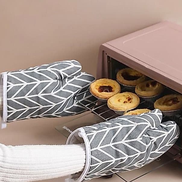 Luvas Para Assar Forno De Micro-Ondas De Linho De Algodão Resistentes A Altas Temperaturas Ferramentas De Cozi