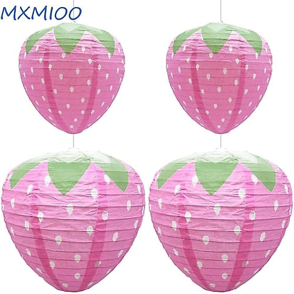 Lanterna De Papel MXMIOO , Morango Em Formato Especial Rosa 3D , Bola De Suspensa Fofa E Doce Portátil