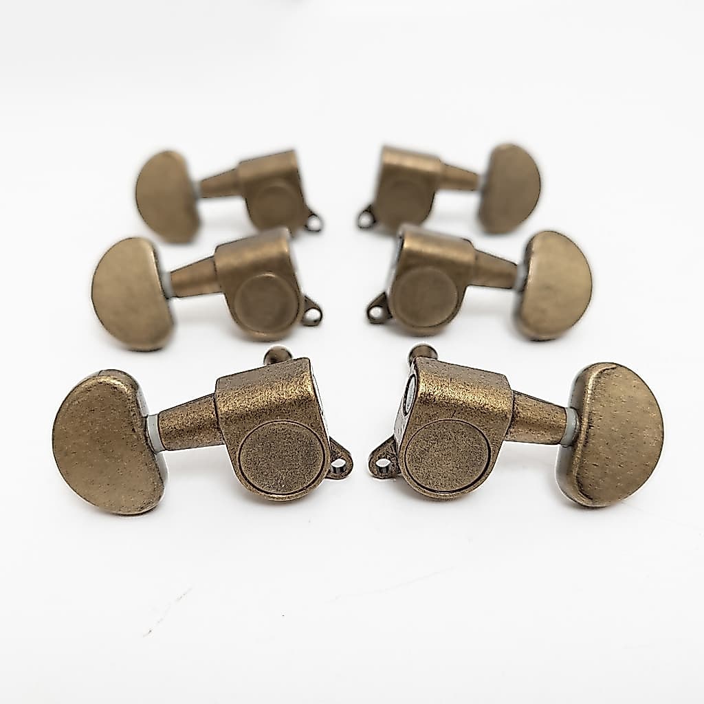 Afinadores De Guitarra 3L3R/3L4R/4L3R/4L4R/6R/6L Estilo Vintage Tuning Pegs Cabeças De Máquina Botões De Barril Bronze A