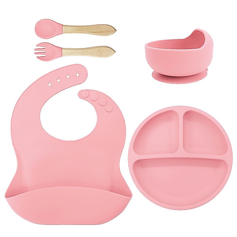 Prato de jantar de silicone para crianças Comida complementar Prato de jantar de silicone Compartimento de ventosa refor