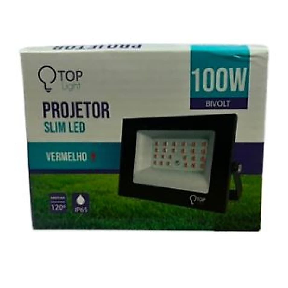PROJETOR LED 100W SLIM VERMELHO 10.4X7.4 CM