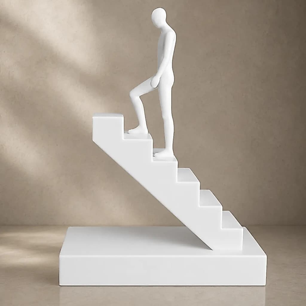 Escultura Abstrata Subindo Escada Caminho Sucesso Decoração