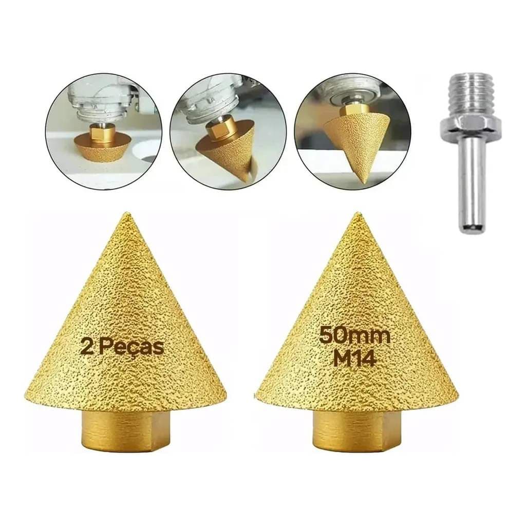 1 Peças/2 Peças  M14 Broca De Chanfro De Diamante 50MM + Adaptador Rosqueado M14 Rosca Para Moagem De Azulejos E Pedras