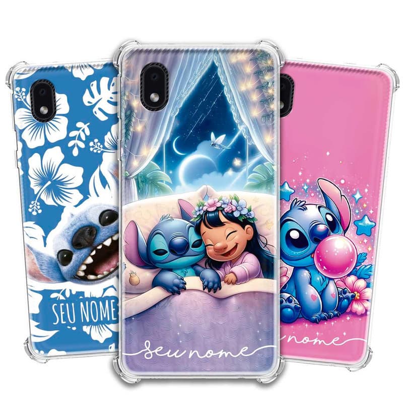 Capa Capinha - Samsung Galaxy A01 Core - Lilo e Stitch 2025 personalizada com nome