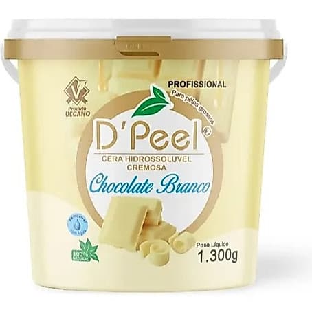 Cera Depilatória Hidrossolúvel D'Peel Chocolate Branco Cremosa 1,3kg Profissional