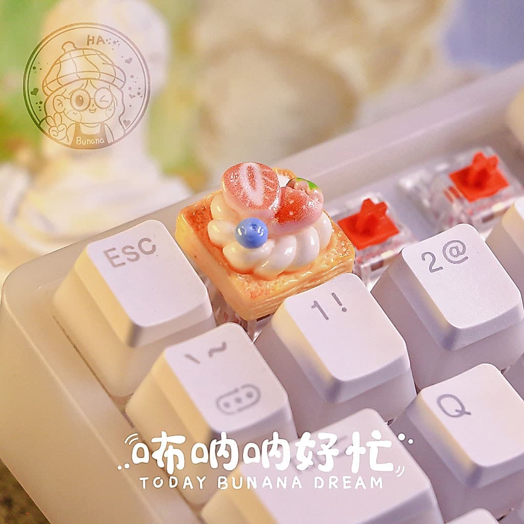 Keycap exclusivo único criativo creme morango bolo keycap teclado mecânico substituição keycap bonito altura Universal
