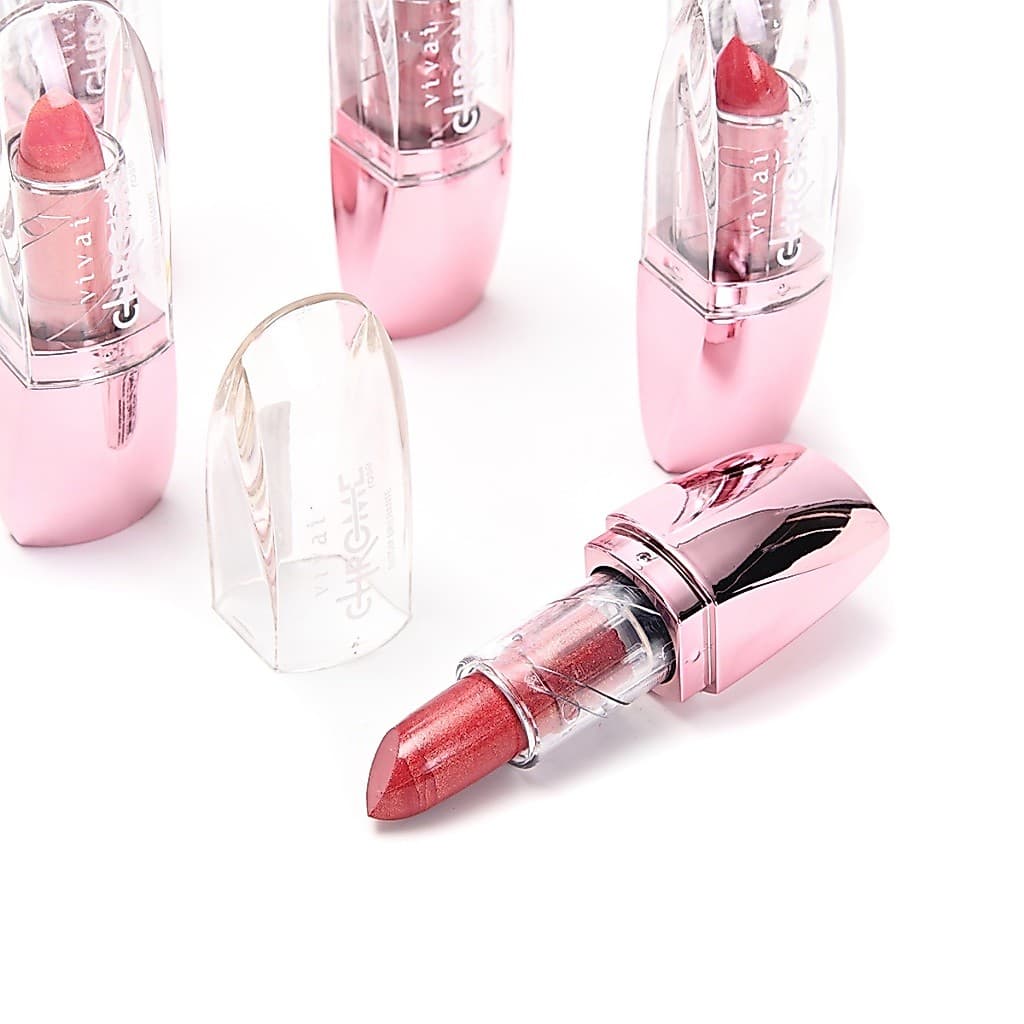 Batom Vivai Chrome Rose Acabamento Metálico Alta Cobertura Longa Duração Cremoso