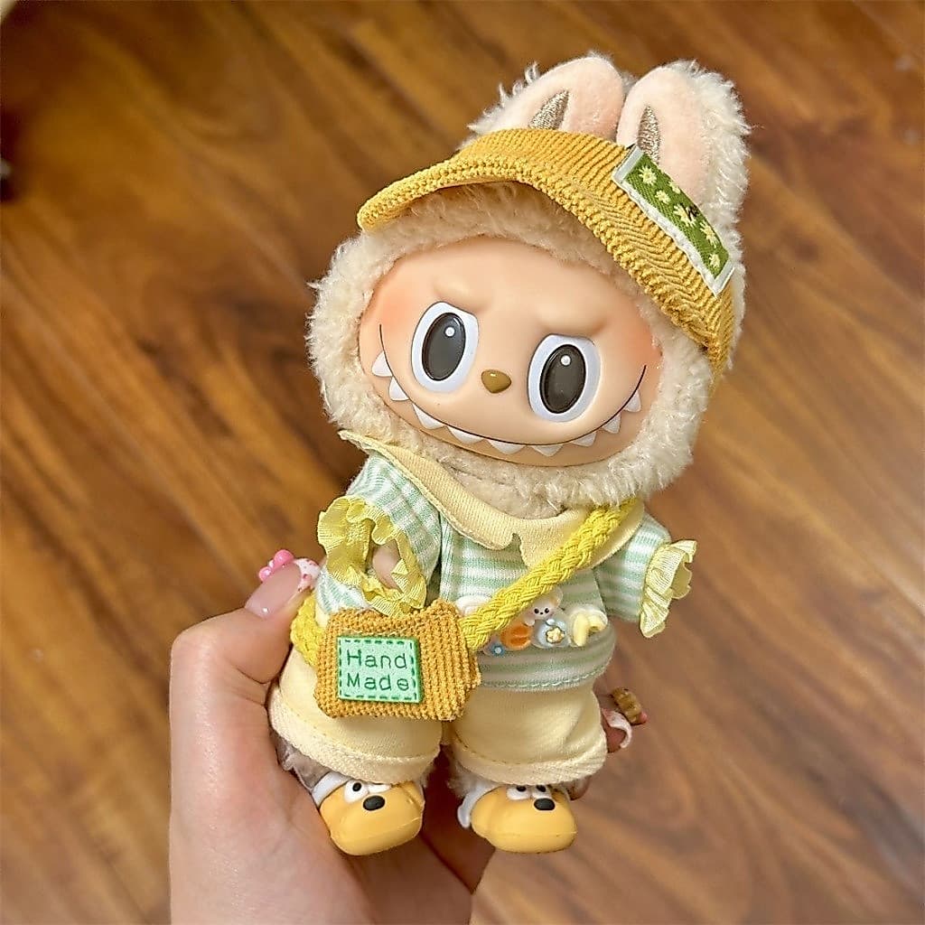 Edição de Verão: Conjunto de roupas para boneca Labubu de 17cm, pingente Labubu, conjunto de substituição para boneca d