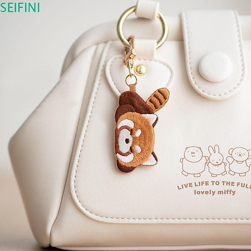 Chaveiro De Panda Vermelho SEIFINI , Pingente De Animal Kawaii Da Moda De Desenho Animado Bordado De Chá De Leite