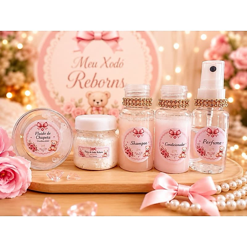 Kit de Cuidados banho boneca Bebê Reborn Completo – 5 Itens Meu Xodó Reborns