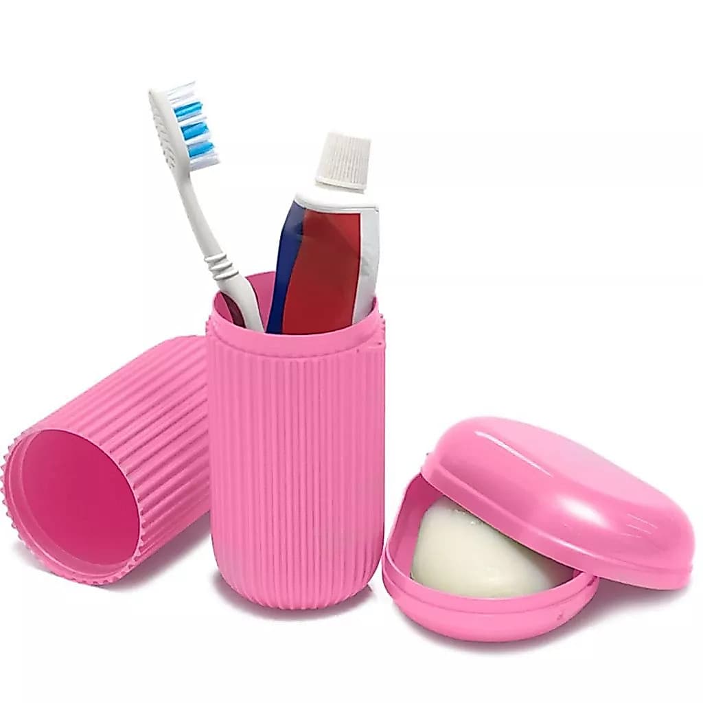Kit Higiene Santa Clara Rosa Porta Escova Saboneteira Viagem Academia Feminino Original