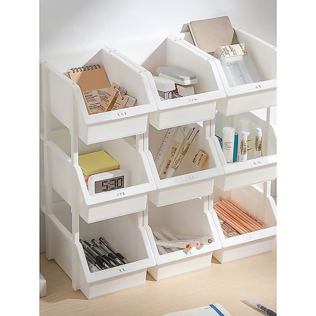 Estilo de emenda estilo japonês empilhável caixa de armazenamento Desktop papelaria medicina cesta de armazenamento mesa