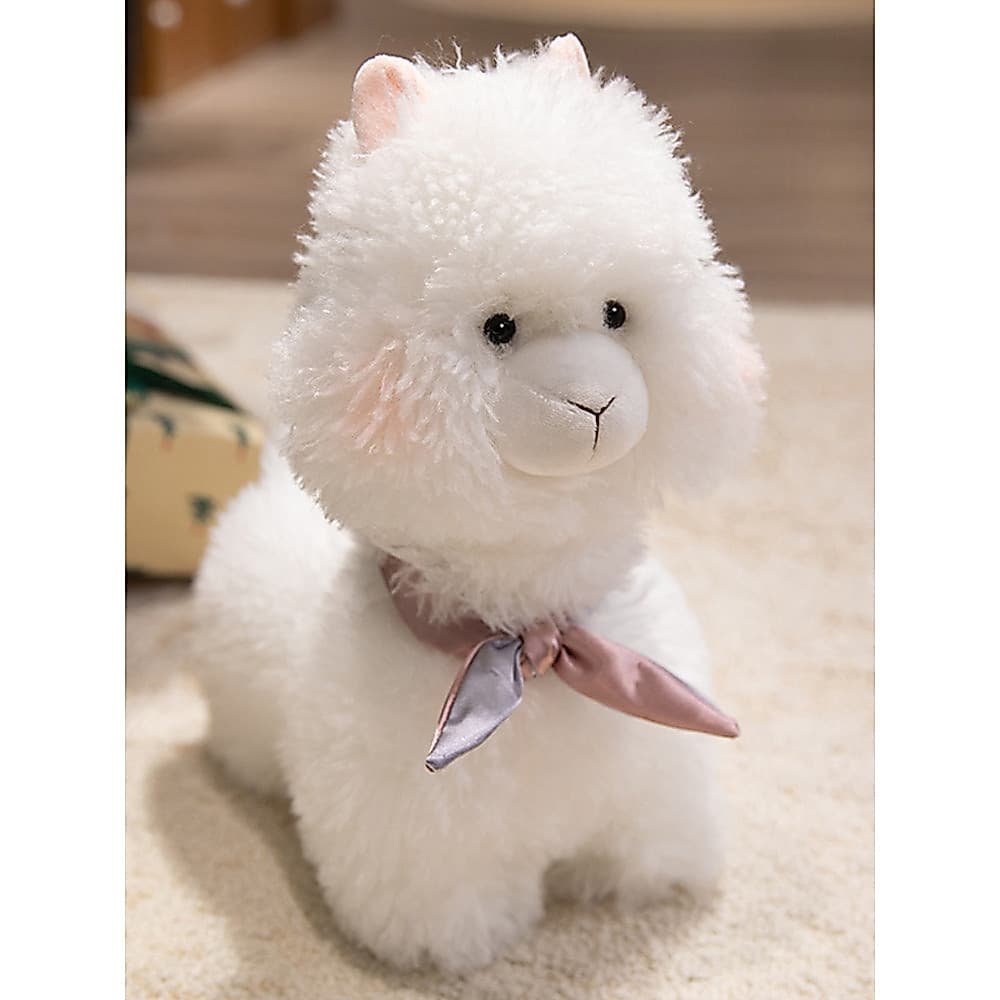 Lucky Alpaca boneca simulação lã branca cordeiro peludo dormindo Ragdoll boneca presente de aniversário menina