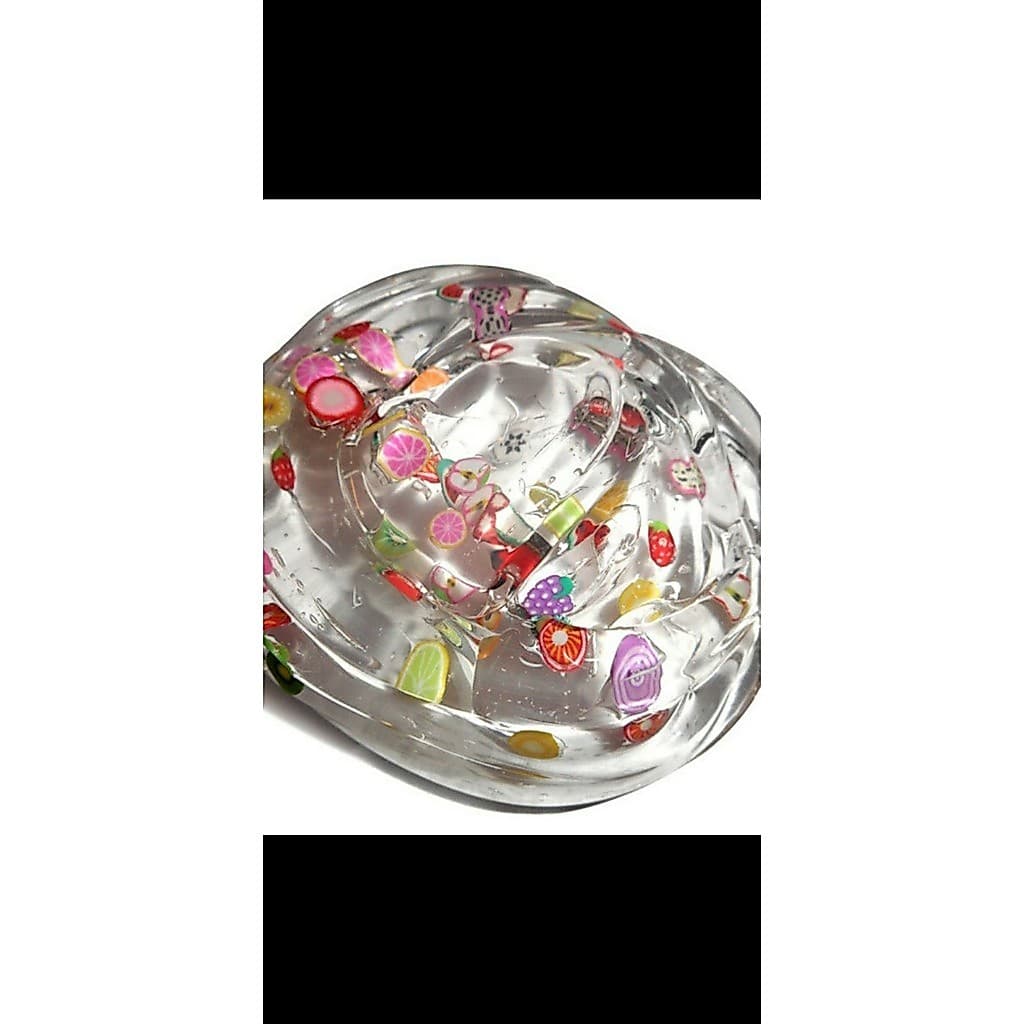 Slime clear com fimos frutinhas ou Slime glitter/ kit com acessórios