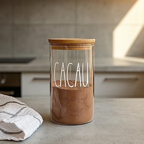 Pote Hermético Vidro e Bambu - Cacau